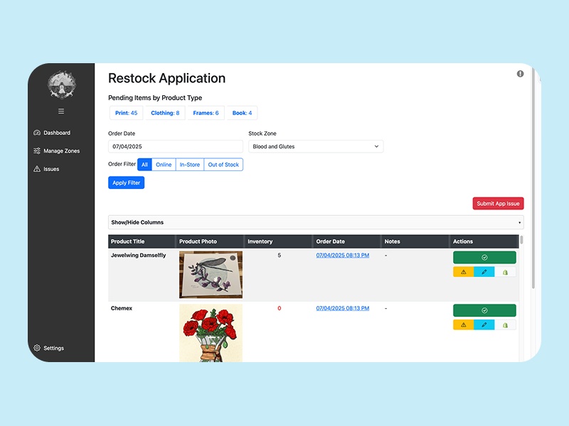 Bloom product dashboard